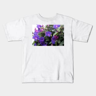 Spring Morning Glories in Blue Kids T-Shirt